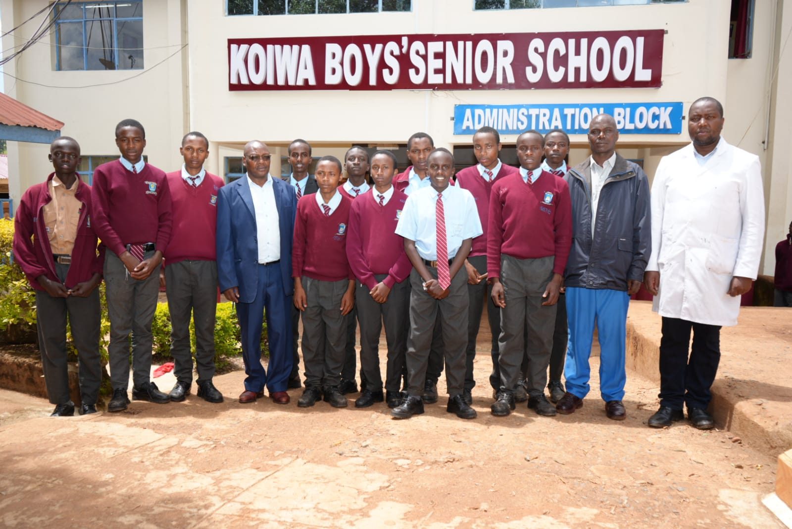 Students and teachers at the Administration Block